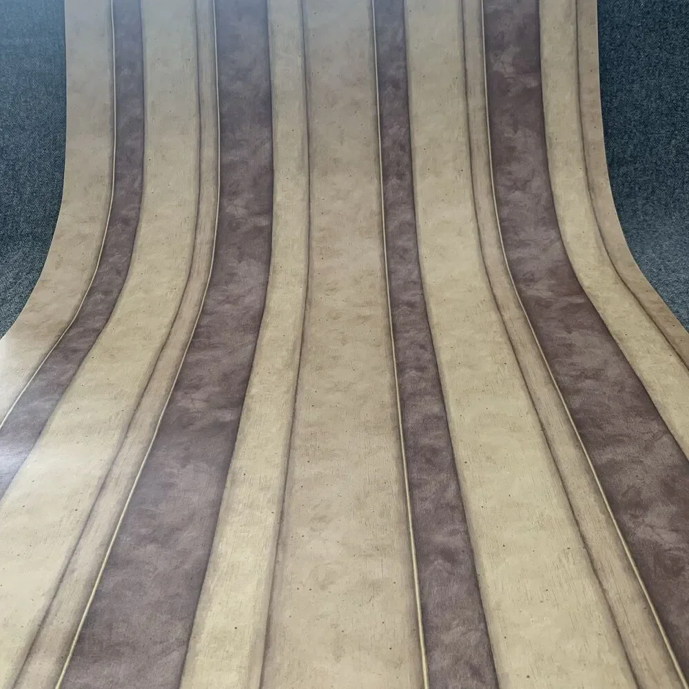 Vintage Chocolate Brown Stripes Wallpaper NOS Imperial Prepasted Vinyl 56 Sq Ft